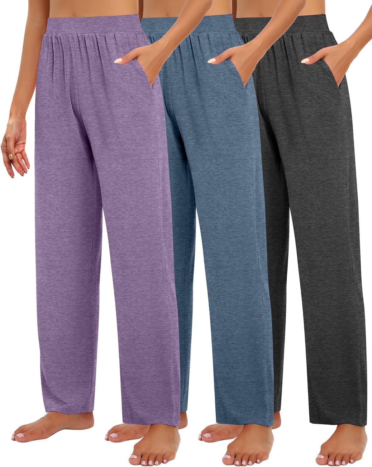 Huukeay Women's Lounge Pants: Cozy Wide Leg Slacks with Pockets