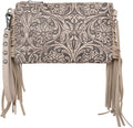 Western Crossbody Cell Phone Purse for Women - Floral Embossed Leather