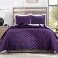 Reversible Full/Queen Quilt Set Deep Purple 90ftx96ft - Lightweight