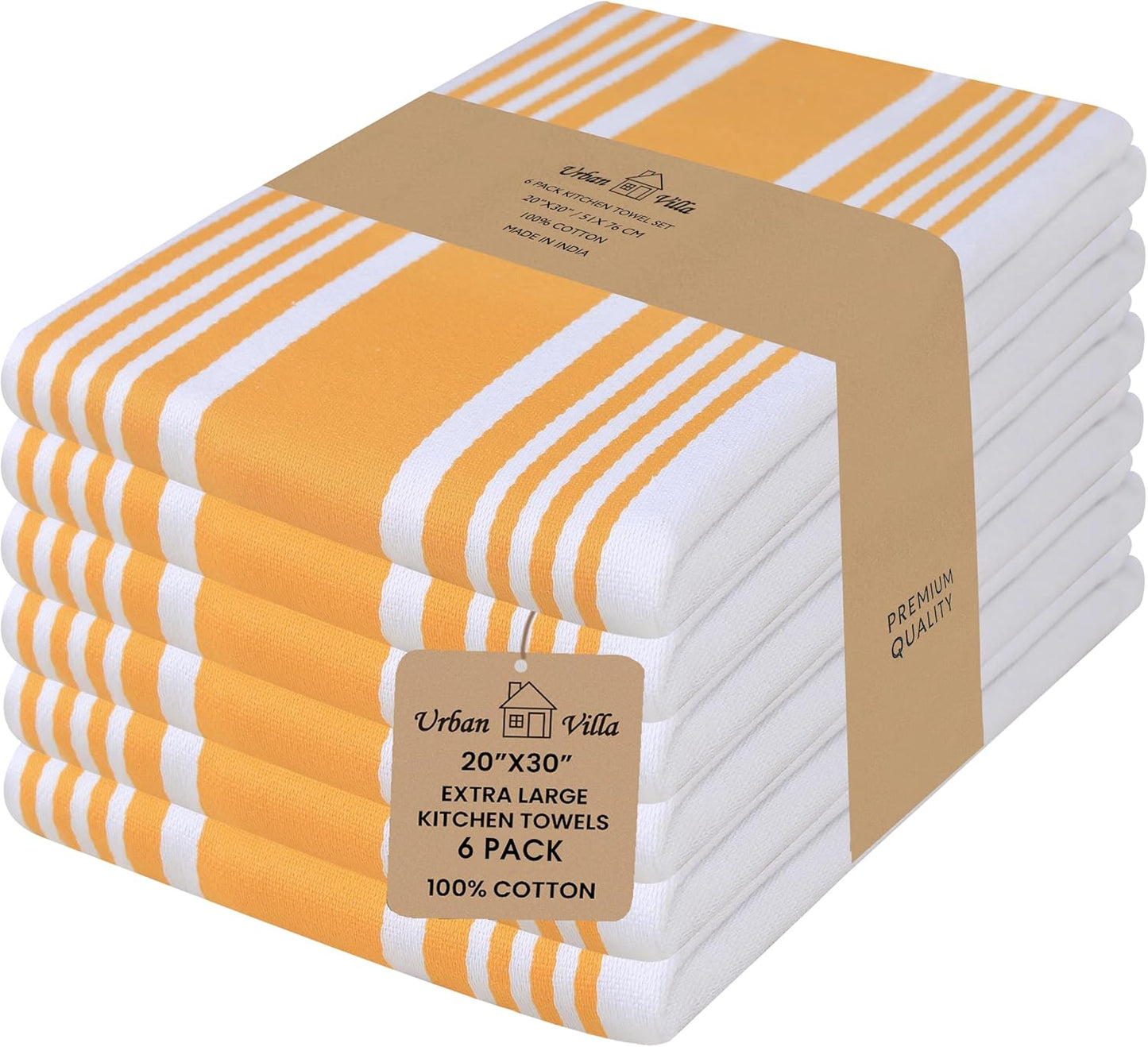 Urban Villa Kitchen Towels 100% Cotton Pack of 6 for Home Use