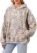 Camo Hoodie Womens Maple Leaf Fleece Oversized Camo Pullover