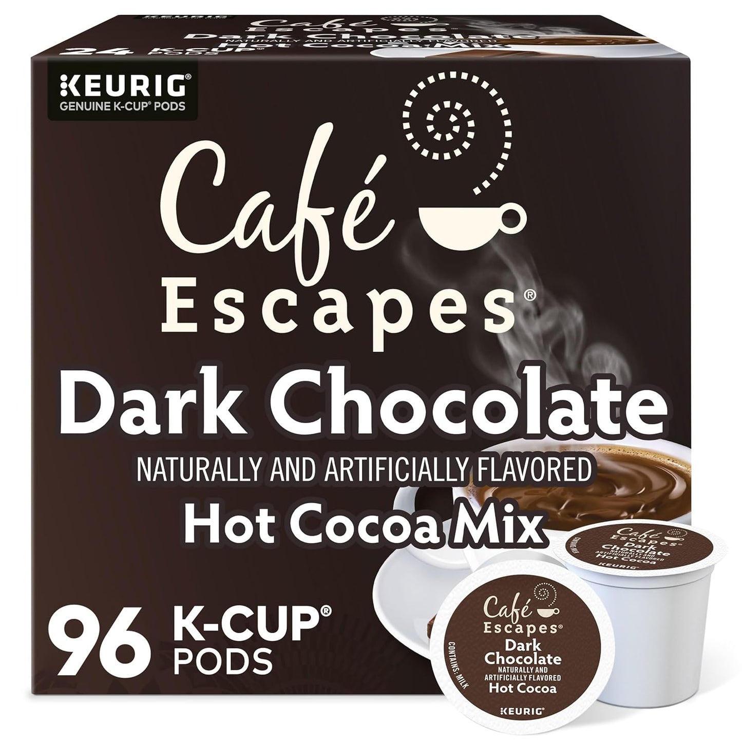 Cafe Escapes Dark Chocolate Hot Cocoa K-Cup Pods for Indulgence
