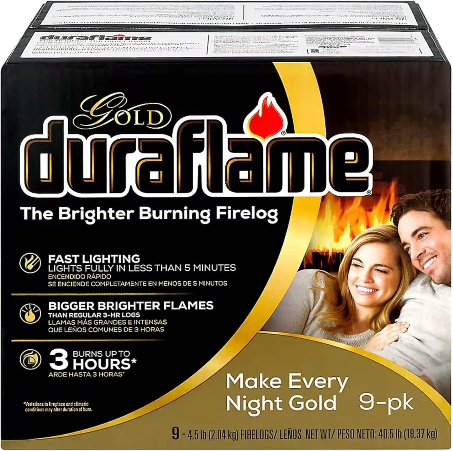 Duraflame Gold Firelog 4.5-lb 9-pack for Cleaner Burning