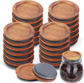 24Pack Regular Mouth Mason Jar Lids - Airtight Acacia Wooden Tops