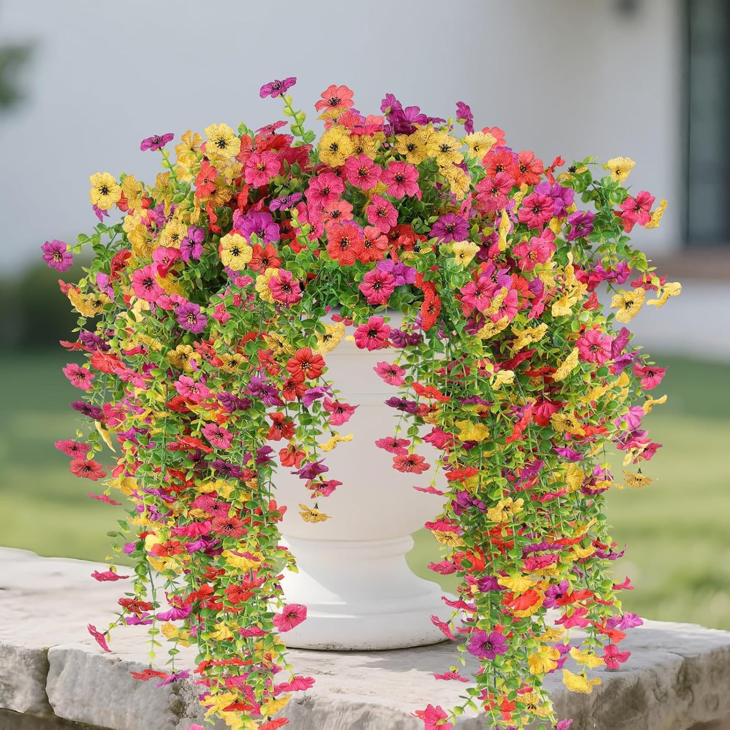 12 Pcs Artificial Hanging Mums Flowers for Outdoor Decoration