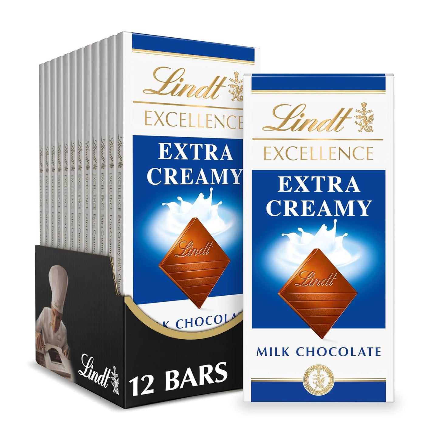 Lindt EXCELLENCE Extra Creamy Milk Chocolate Bar 12 Pack Treats