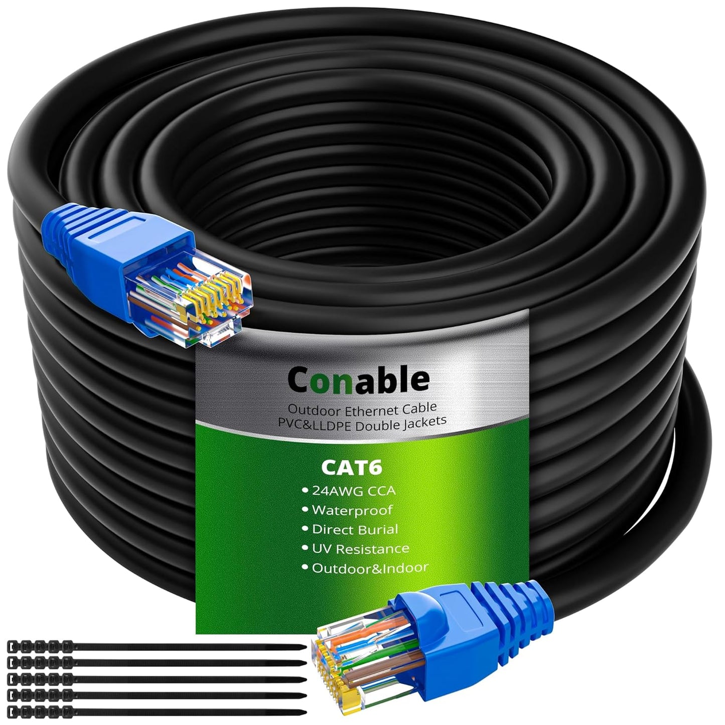 Cat5e Outdoor Ethernet Cable 250 Feet for High Speed Internet
