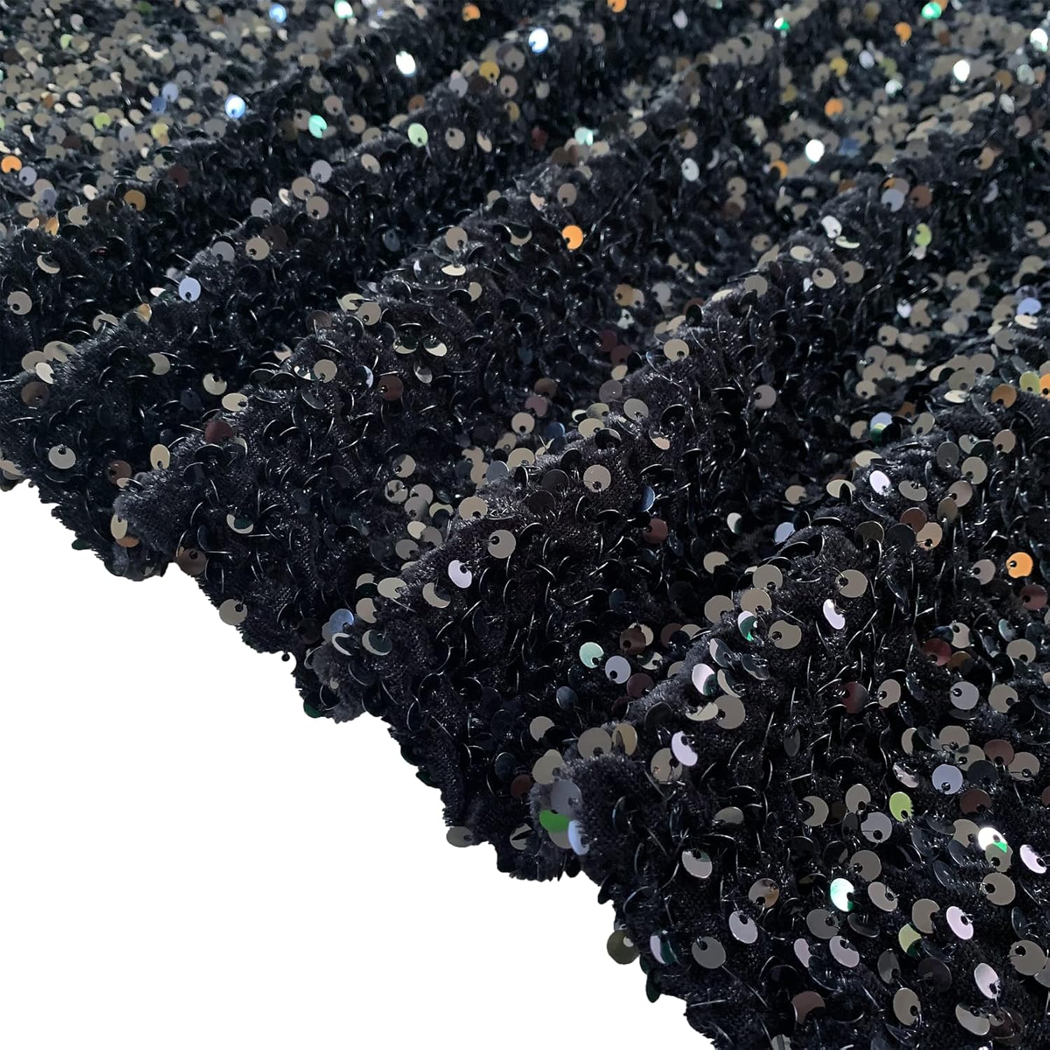 Black Sequin Fabric by the Yard for Crafting and Decorations
