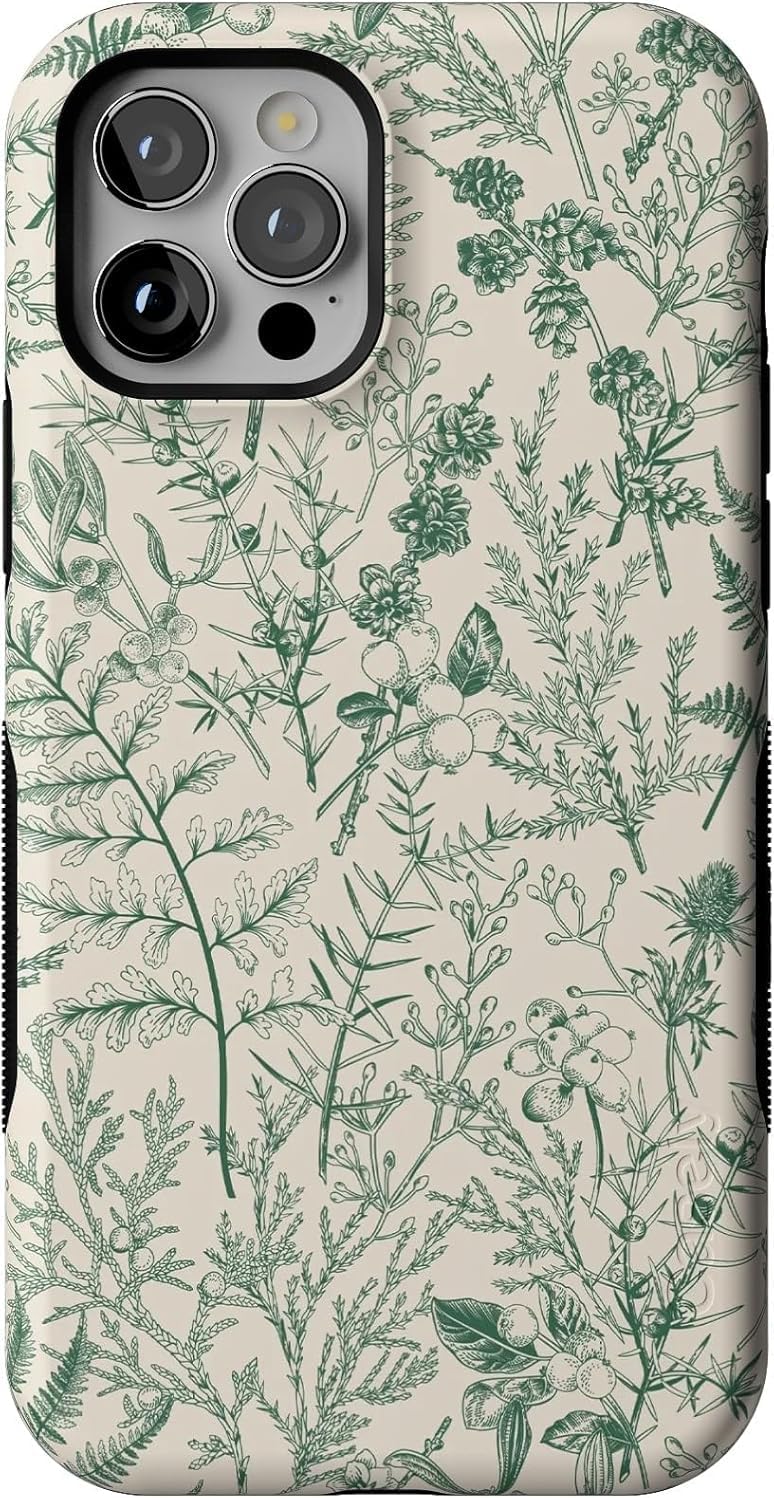 Bold Protective iPhone 12/12 Pro Case with Green Floral Design