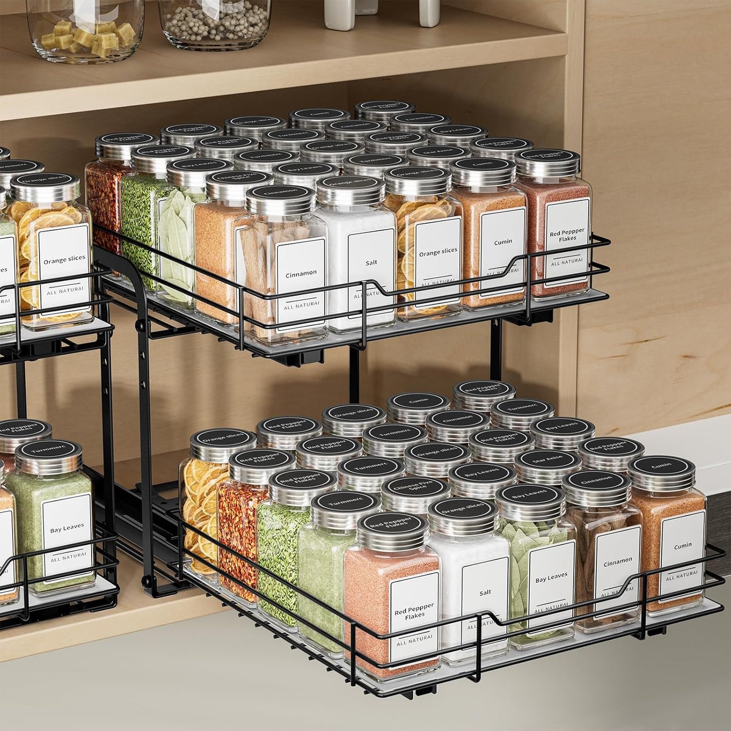 2-Tier Spice Rack Organizer for Cabinet - Adjustable and Durable