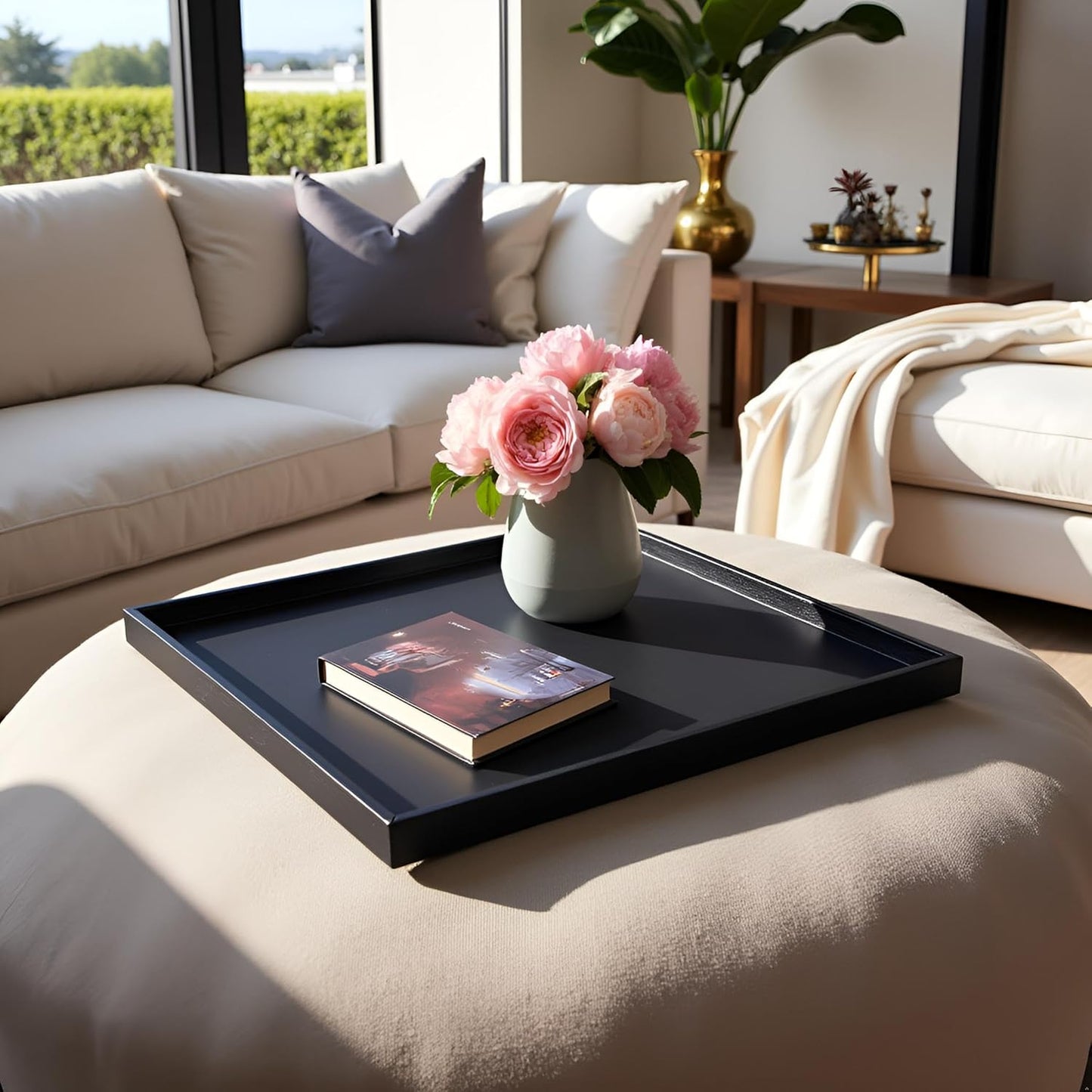 Luxury Leather Square Oversized Service Tray for Any Occasion