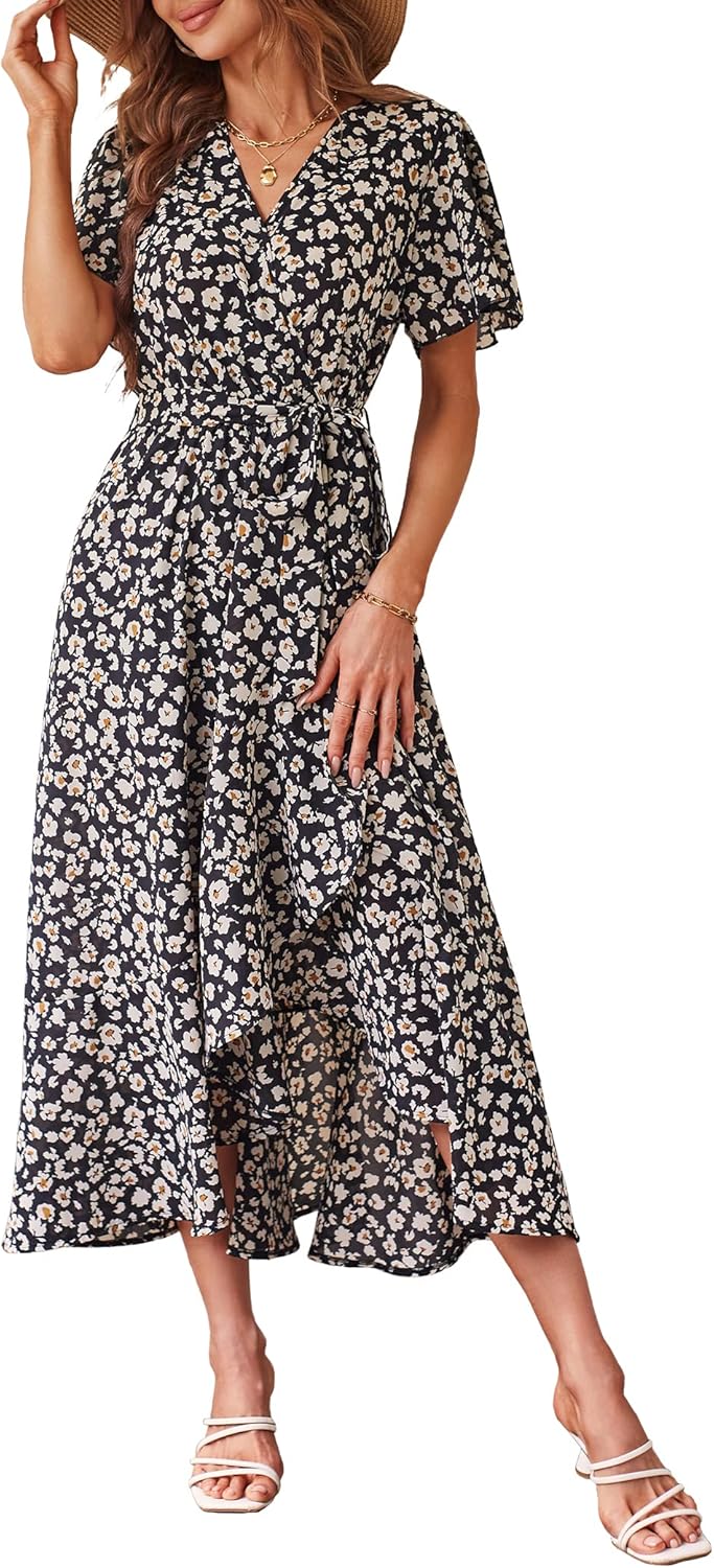PRETTYGARDEN Women's Summer Floral Boho Maxi Dress for Weddings