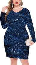 IN'VOLAND Womens Sequin Dress Plus Size V Neck Party Dress