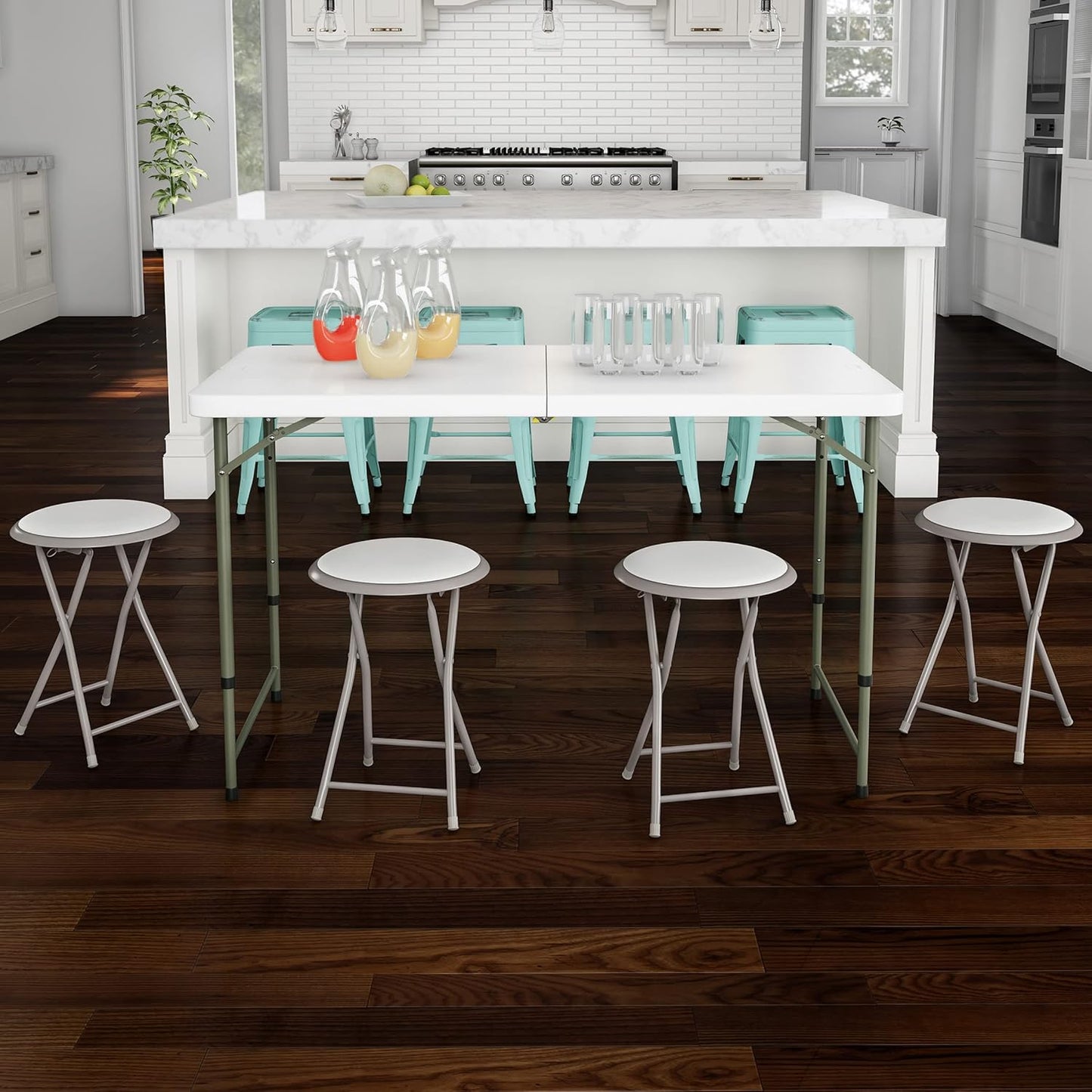 Folding Bar Stools Set of 4 Heavy-Duty 18-Inch Stools