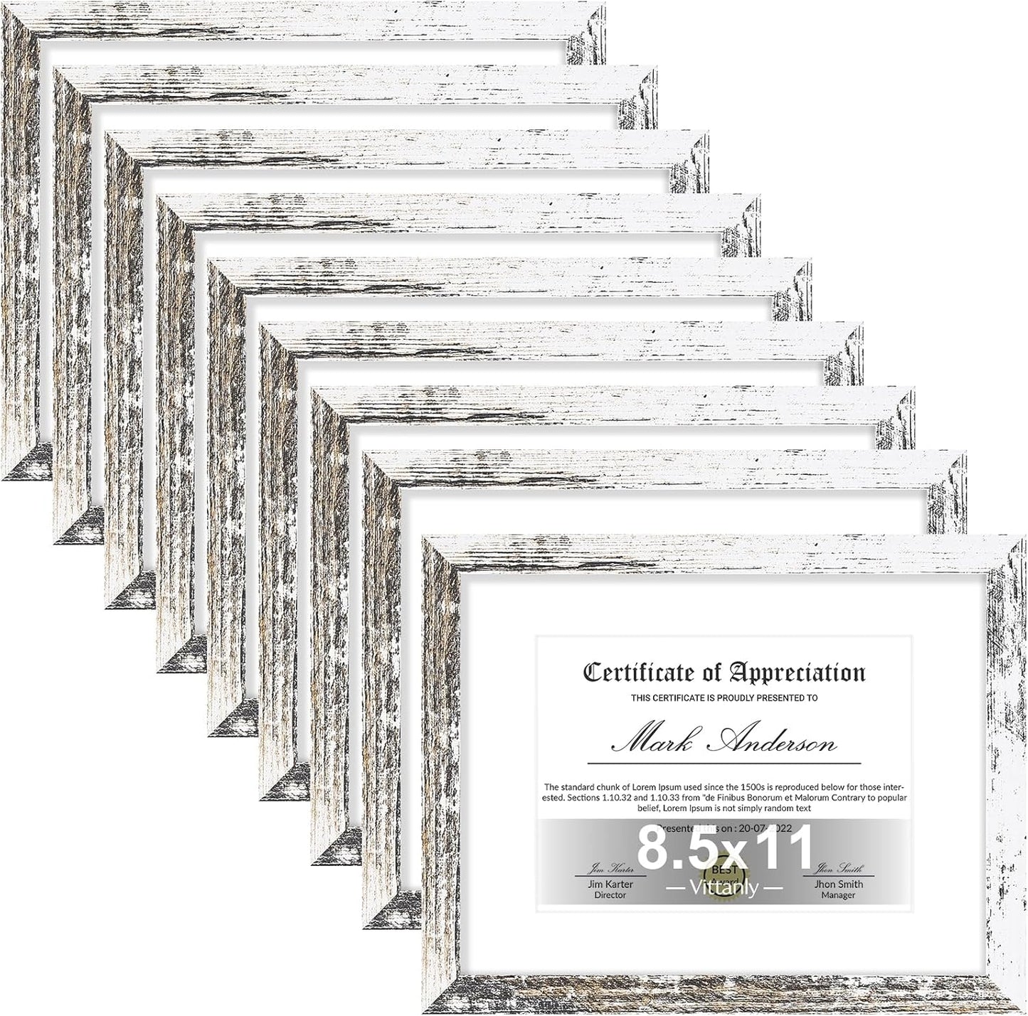 Vittanly 8.5x11 Picture Frames Set of 9 for Wall or Tabletop