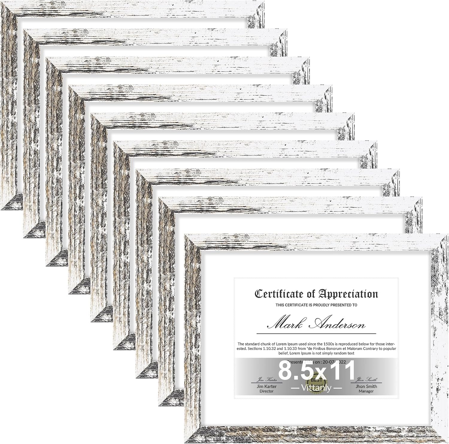 Vittanly 8.5x11 Picture Frames Set of 9 for Wall or Tabletop