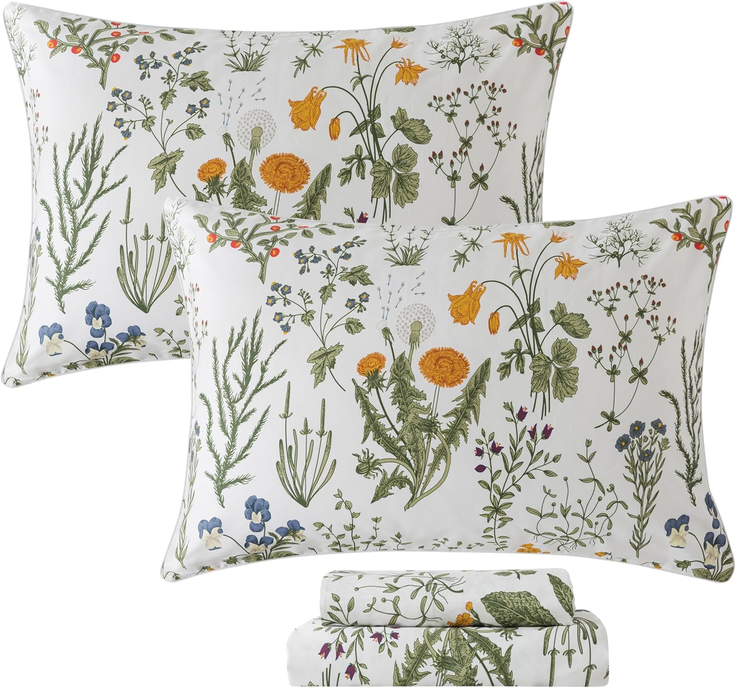 100% Egyptian Cotton Sheets Queen Set with Floral Design
