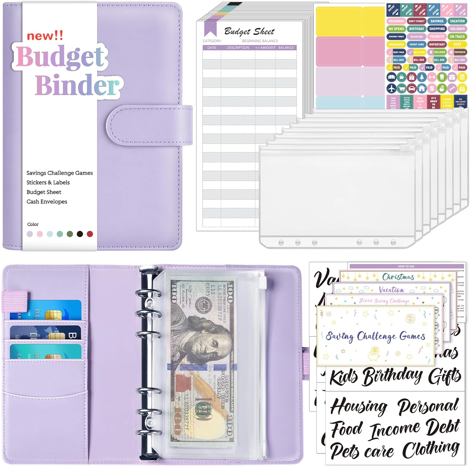 Sooez Budget Binder with Cash Envelopes & Tracker