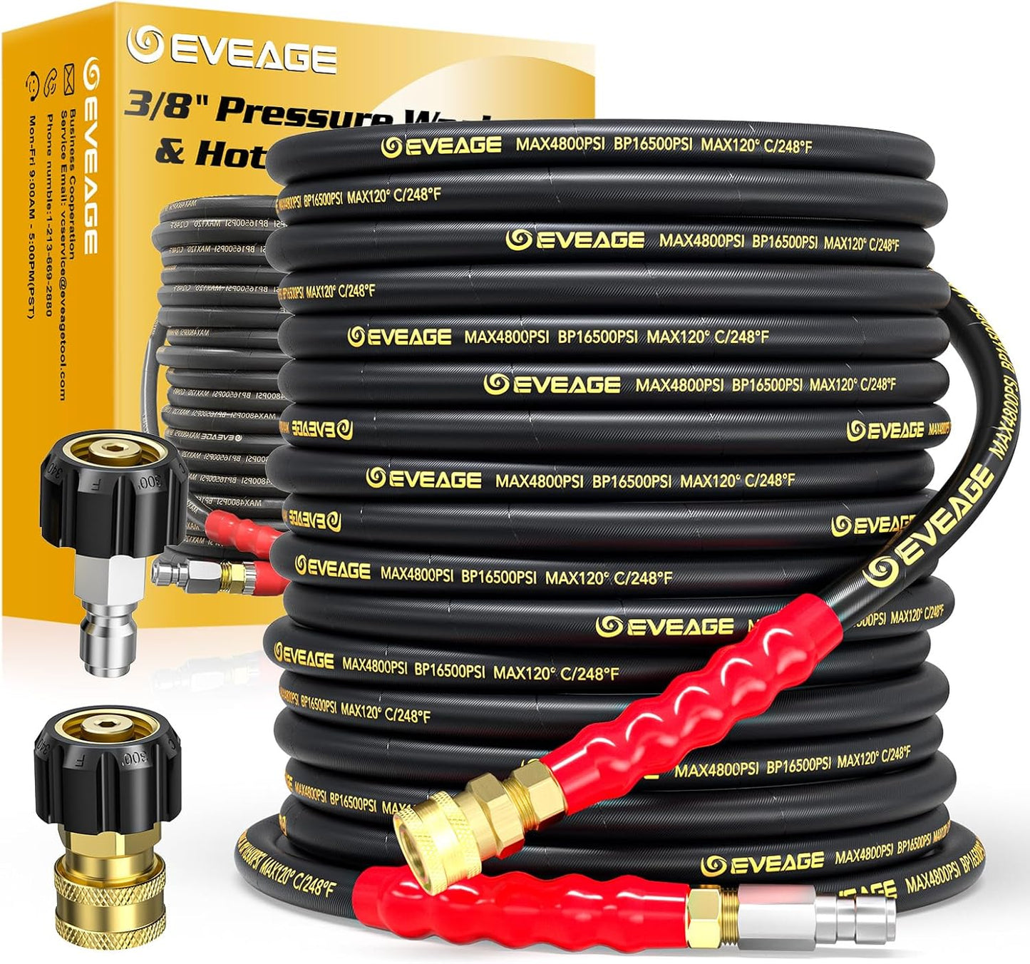 Premium 50ft 4800PSI Pressure Washer Hose - Kink Resistant