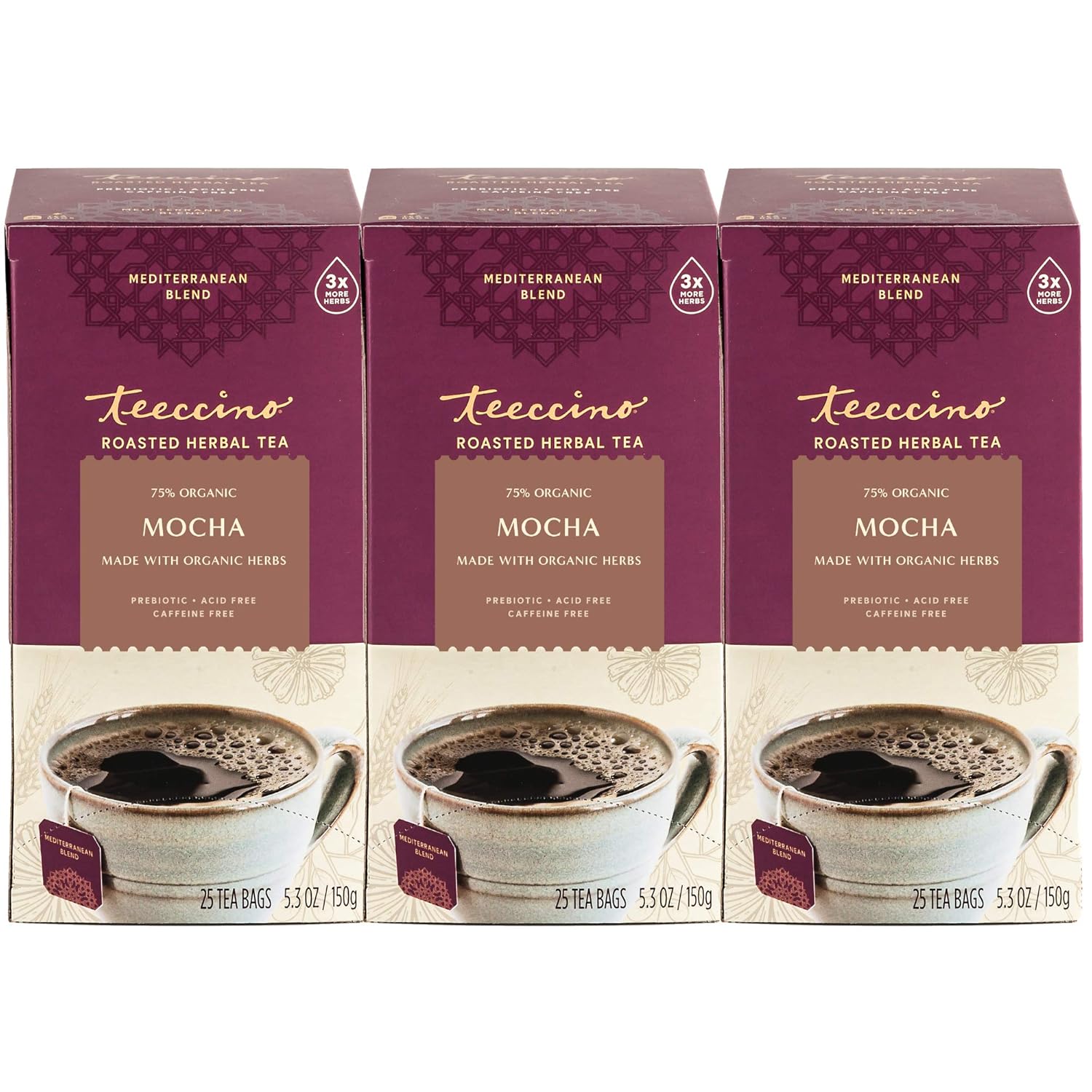 Teeccino Mocha Herbal Tea - Rich Chocolatey Caffeine Free Delight