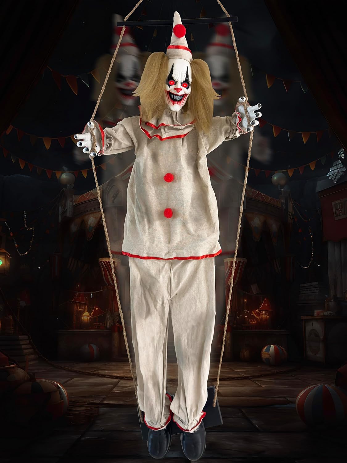 55 Inch Halloween Animatronics Clown Decoration for Spooky Fun