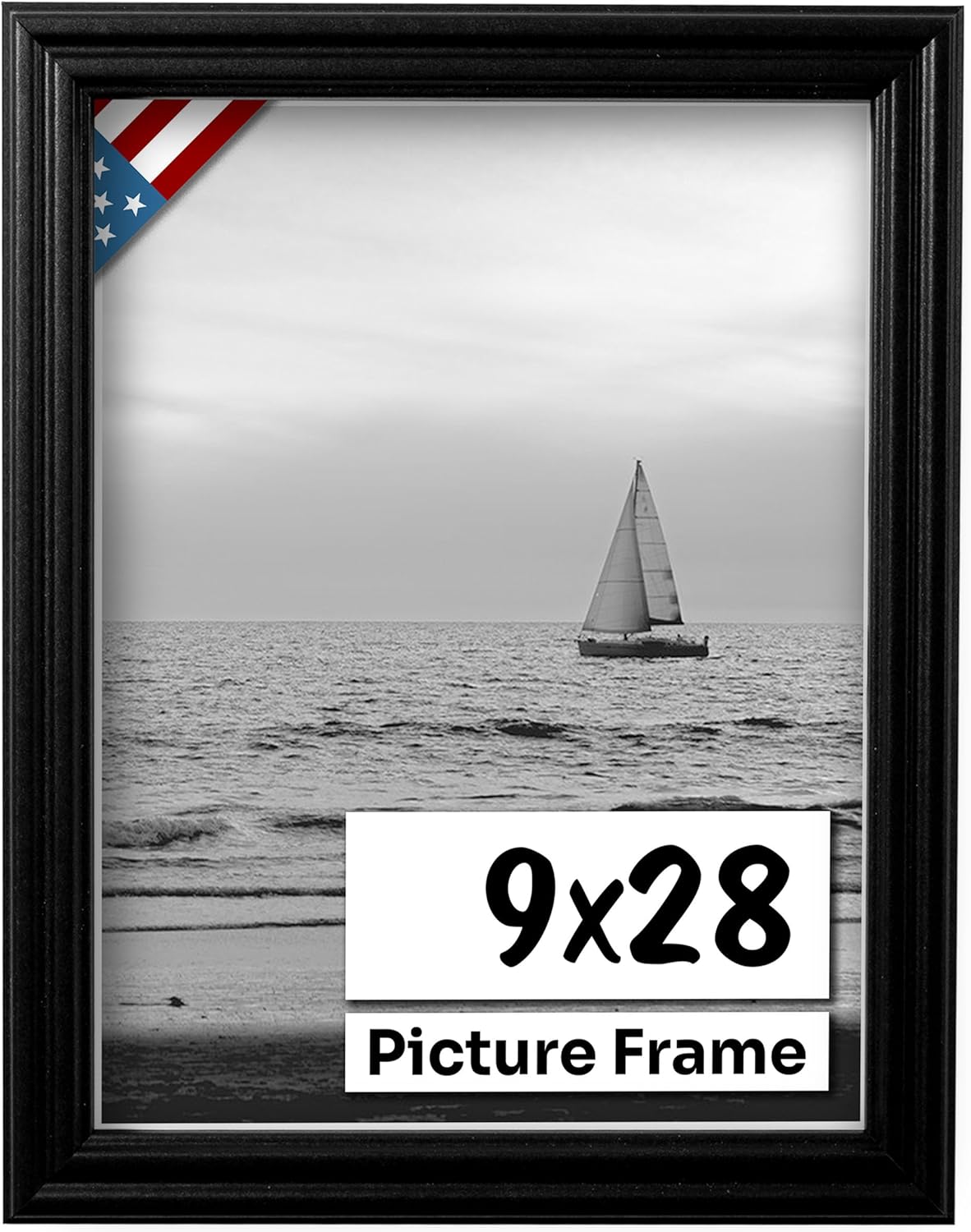 Black 9x28 Picture Frame - Handmade Solid Wood Wall Decor
