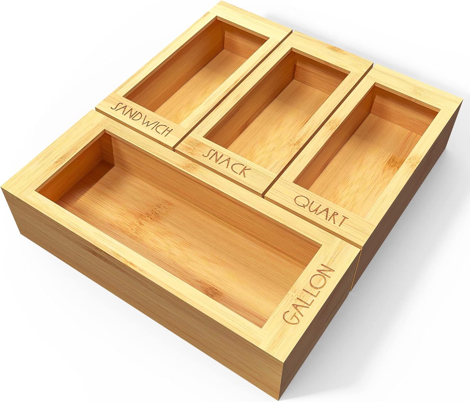 DALSHABET Bamboo Storage Bag Organizer for Kitchen Tidy