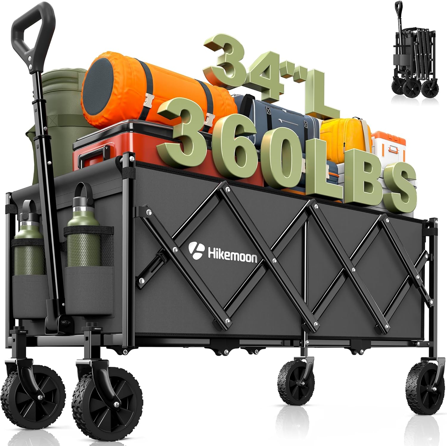 34 Extra Long Collapsible Wagon for Heavy Duty Outdoor Use