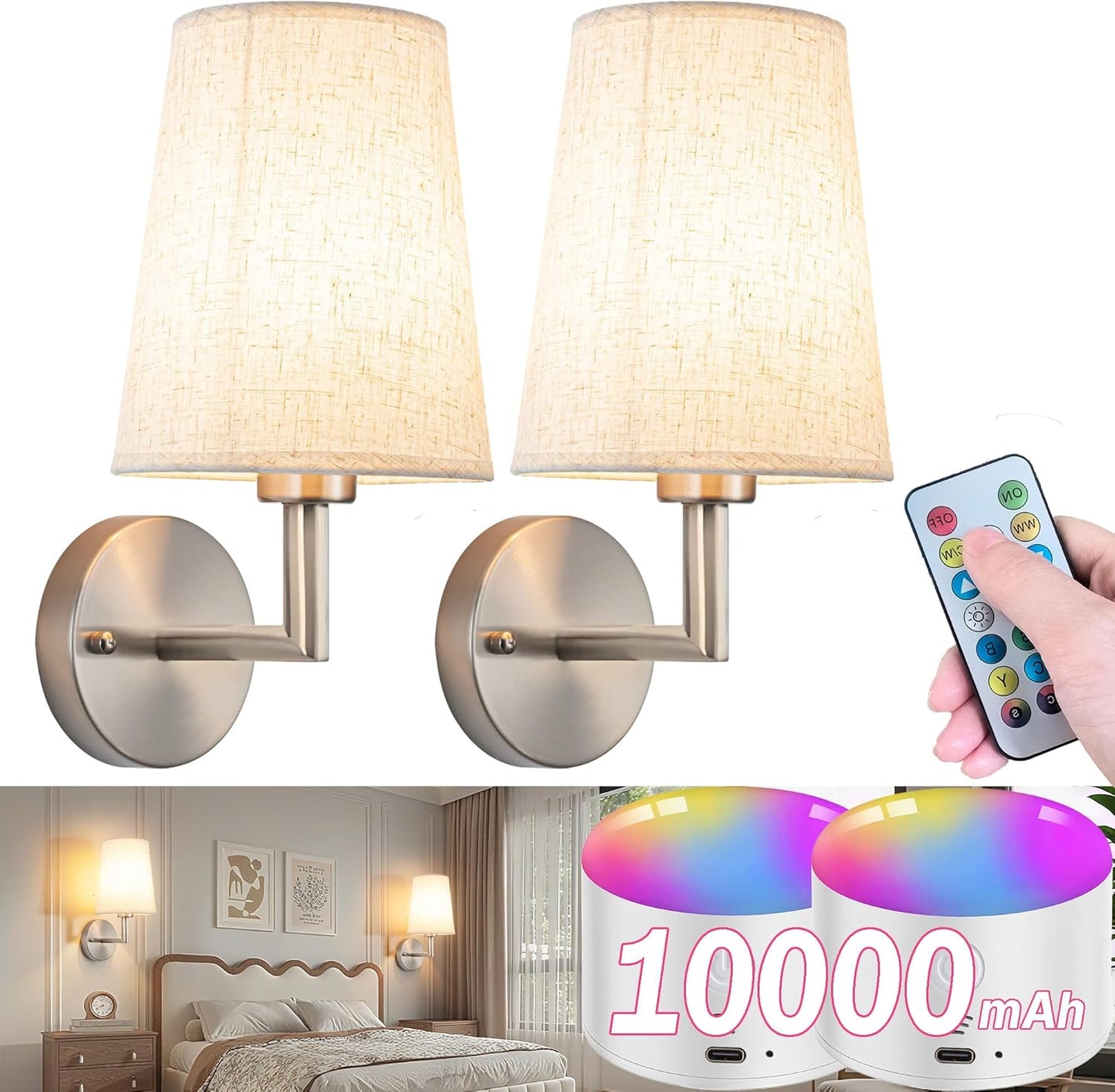 Battery Operated Wall Sconce with Remote Control for Indoor Use