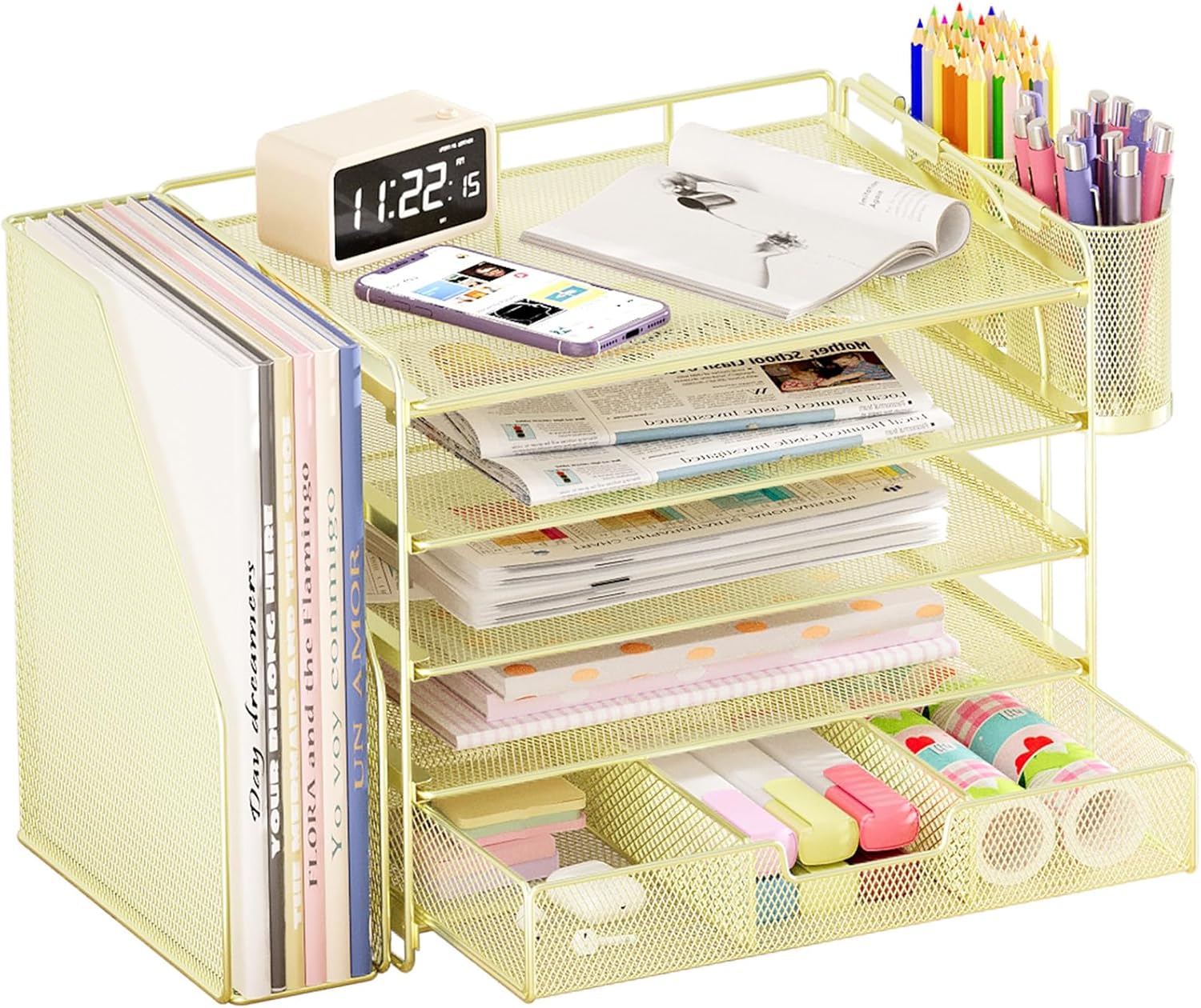 5-Tier Gold Desk File Organizer - OPNICE