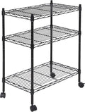 3-Shelf Adjustable Heavy Duty Wire Shelving Unit with Wheels - Mobile