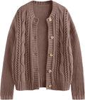 LILLUSORY Women's Cardigan Sweaters Cable Knit Crochet Cotton - Cozy
