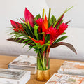 Tropical Bouquet Treasure with Heliconias and Red Ginger - Fresh Cut