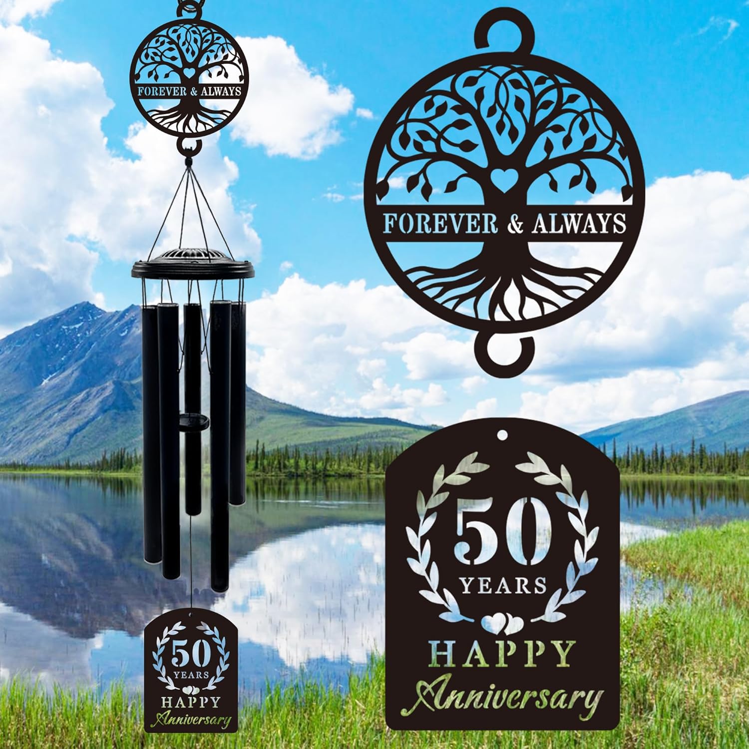 37ft' 50th Anniversary Wind Chime Gifts for Couples and Friends