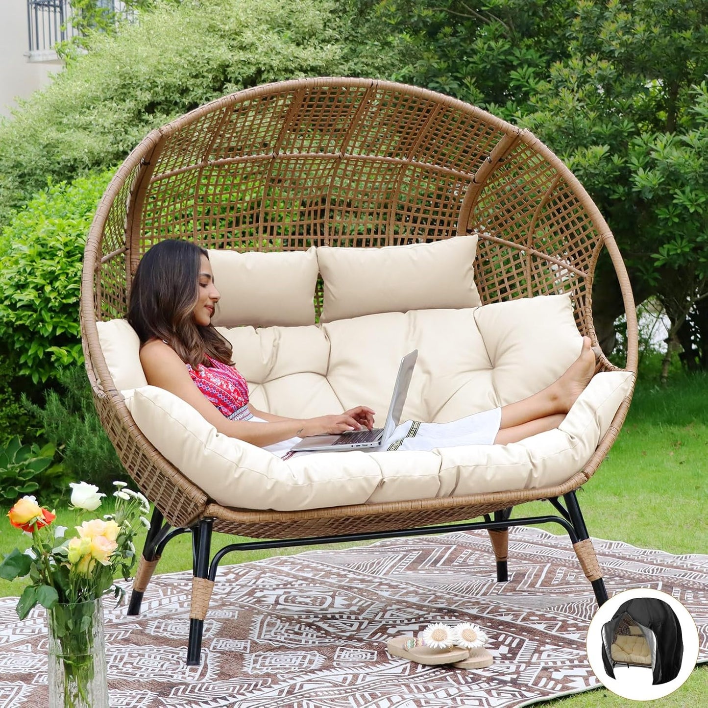 NICESOUL Double Egg Chair for Indoor Outdoor Relaxation