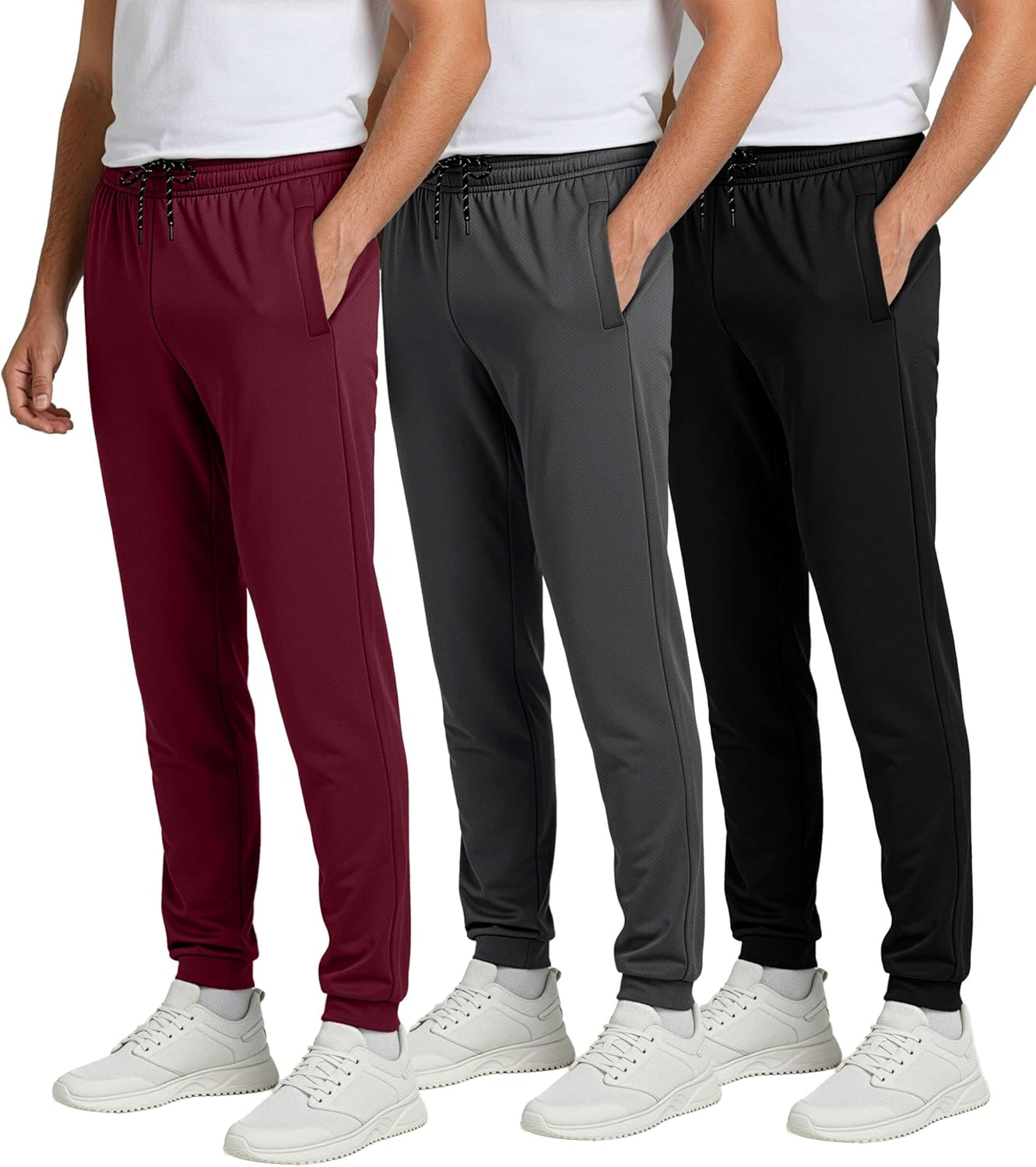 Real Essentials Men's Tech Mesh Jogger Sweatpants for Active Wear