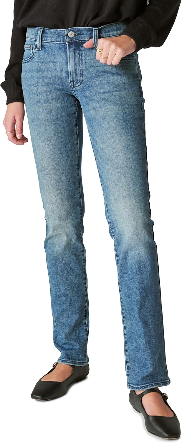 Lucky Brand Women's Gemini Mid Rise Straight Fit Denim Jeans