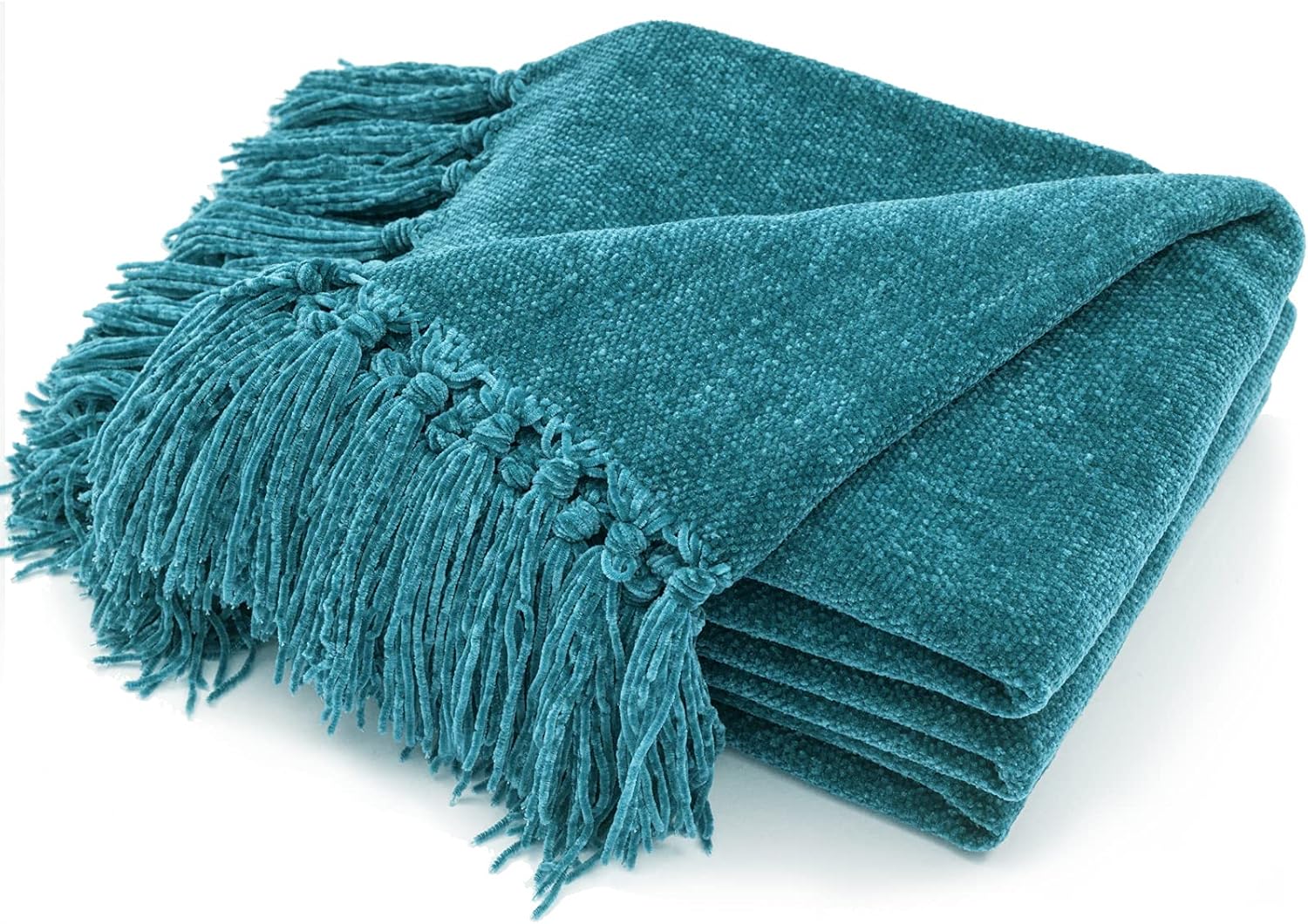 RECYCO Chenille Throw Blanket Soft Cozy with Fringe Tassel