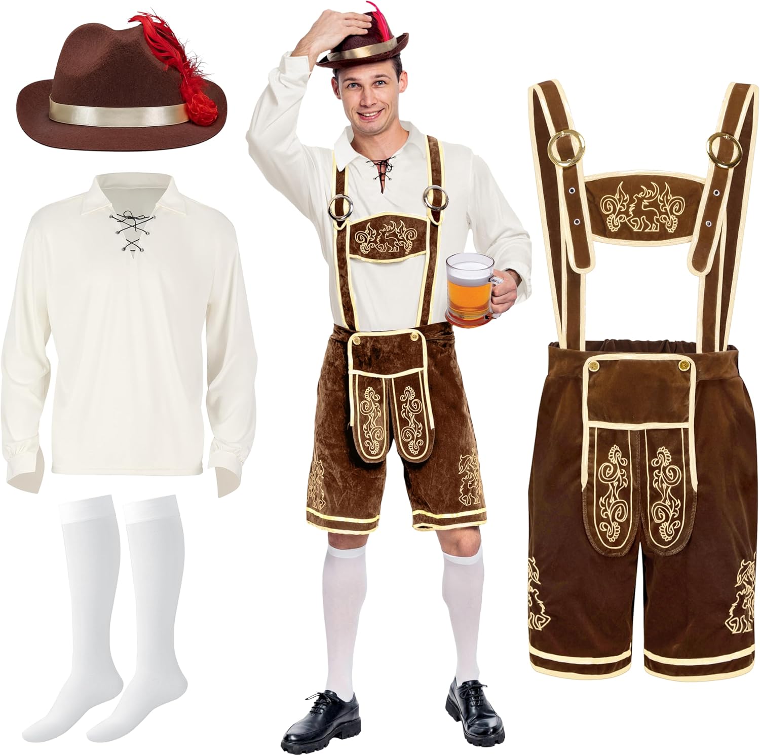 Mens Bavarian Oktoberfest Costume Set for Beer Festivals and More