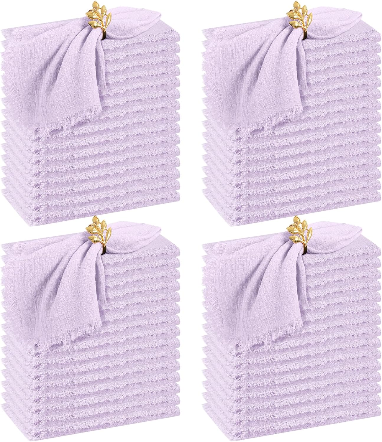 60 Pack Handmade Cloth Napkins with Fringe for Elegant Events
