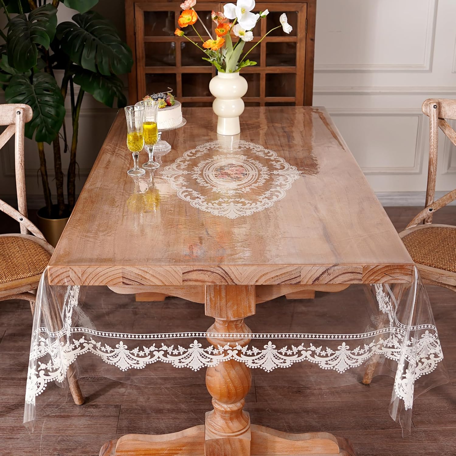 Clear Table Cover Protector for Dining Tables - Waterproof Vinyl