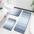 OLANLY Bathroom Rugs Set 3 Piece - Plush Microfiber Bath Mats (Blue)