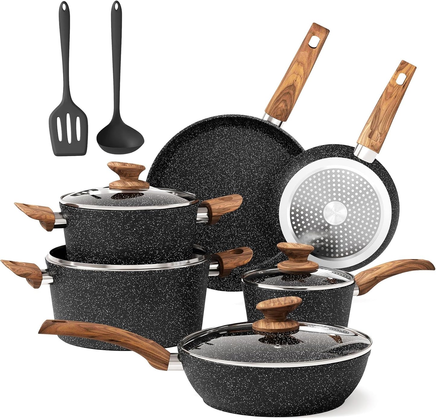 DishDelight Induction Pots and Pans Set Non Stick 12 Piece Set