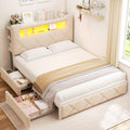 Full Upholstered LED Bed Frame with Storage Drawers - Velvet Full Bed