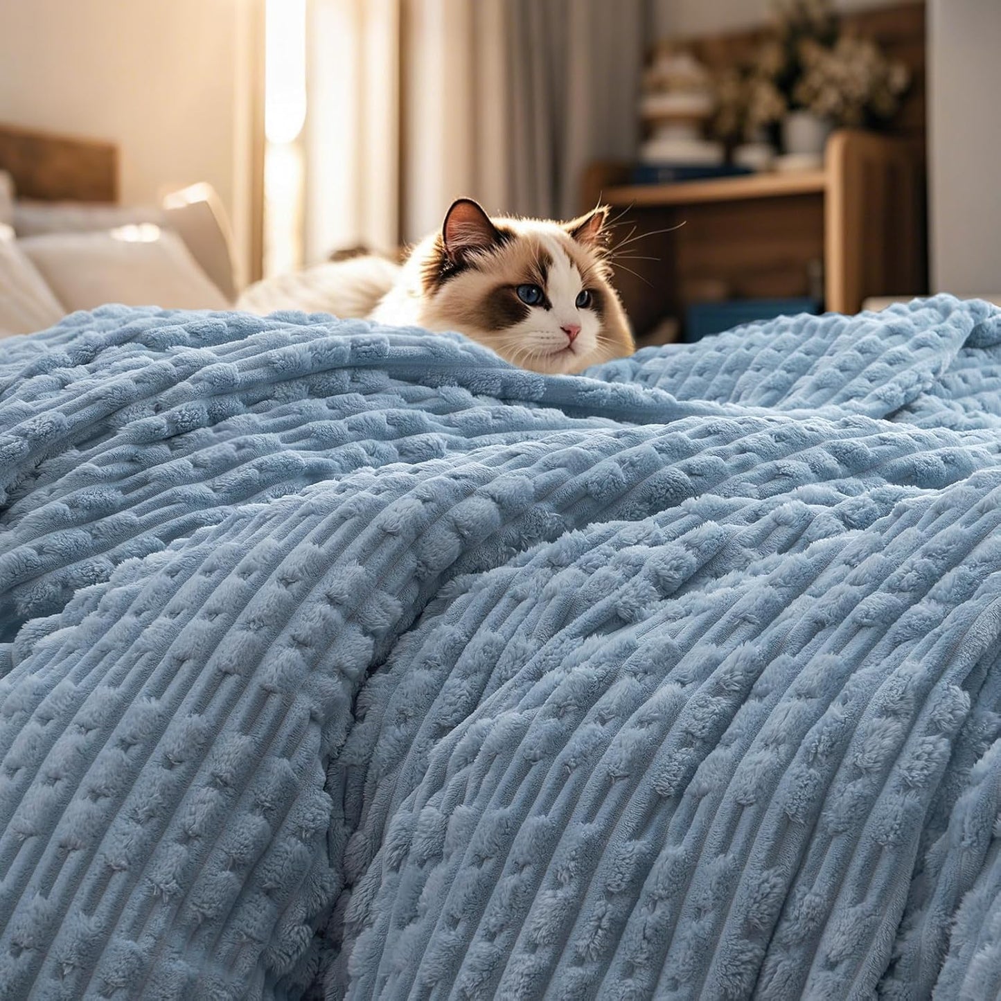 PHF Ultra Soft Flannel Fleece Blanket Queen Size for Cozy Comfort