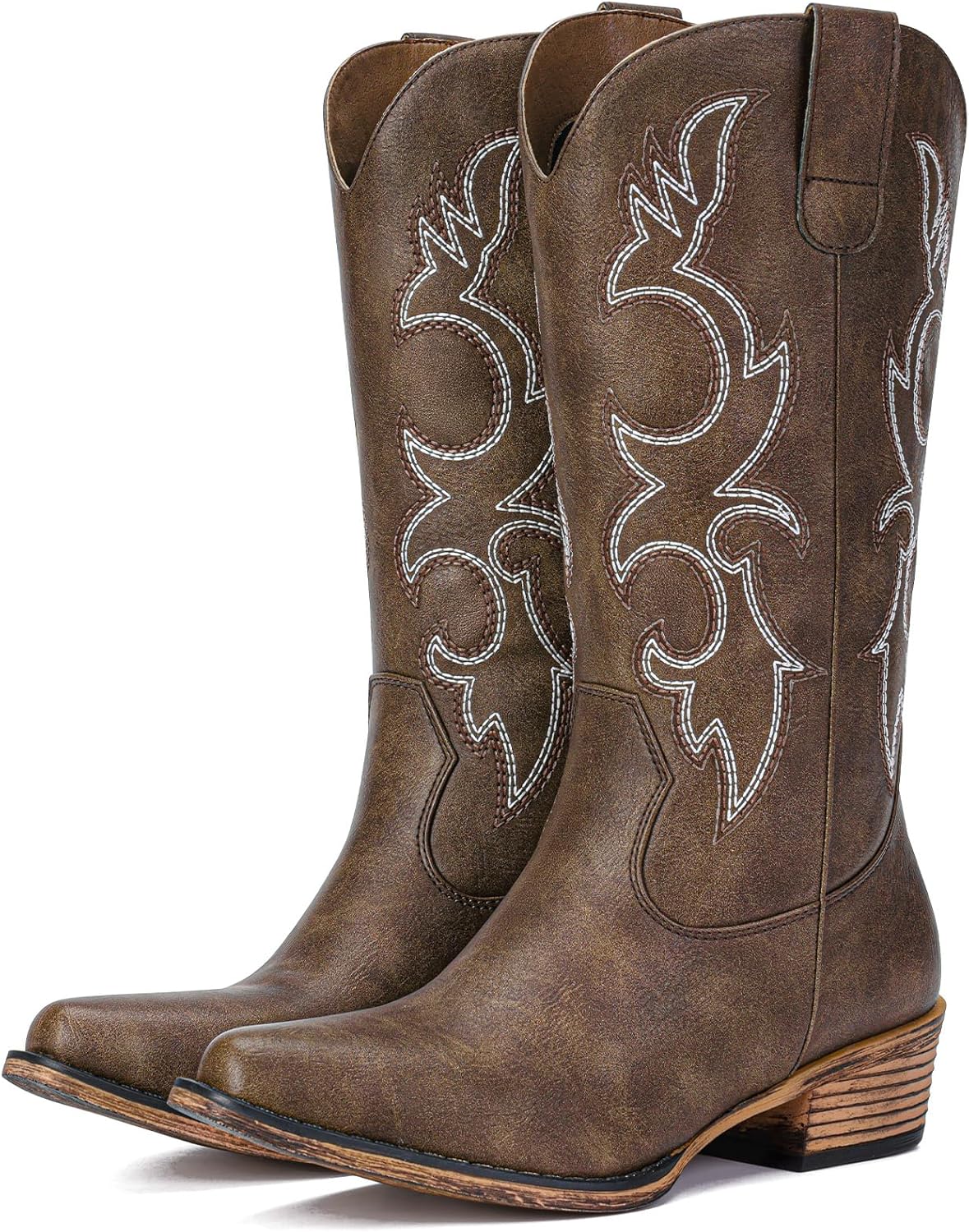 Cowboy Boots for Women - Embroidered Cowgirl Mid Calf Fashion