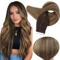 Full Shine Tape in Extensions 22Inch Dark Brown Ombre 27 Caramel