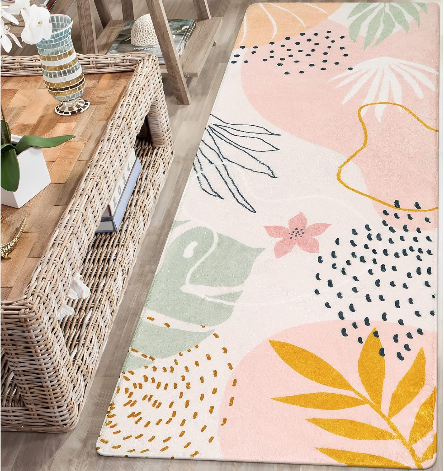 Lahome Pink Washable Runner Rug - Soft Non-Slip Boho Design