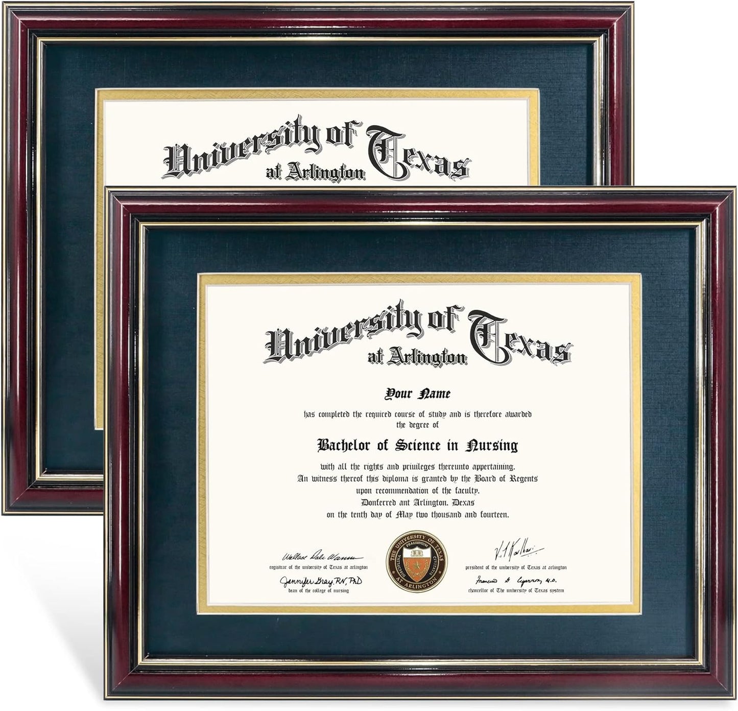 GraduationMall 8.5x11 Diploma Frame with Navy over Gold Mat