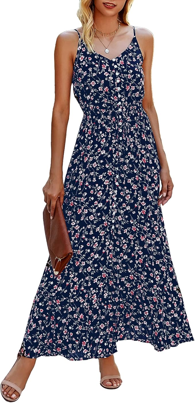 BTFBM Women Summer Spaghetti Strap V Neck Dress for 2023